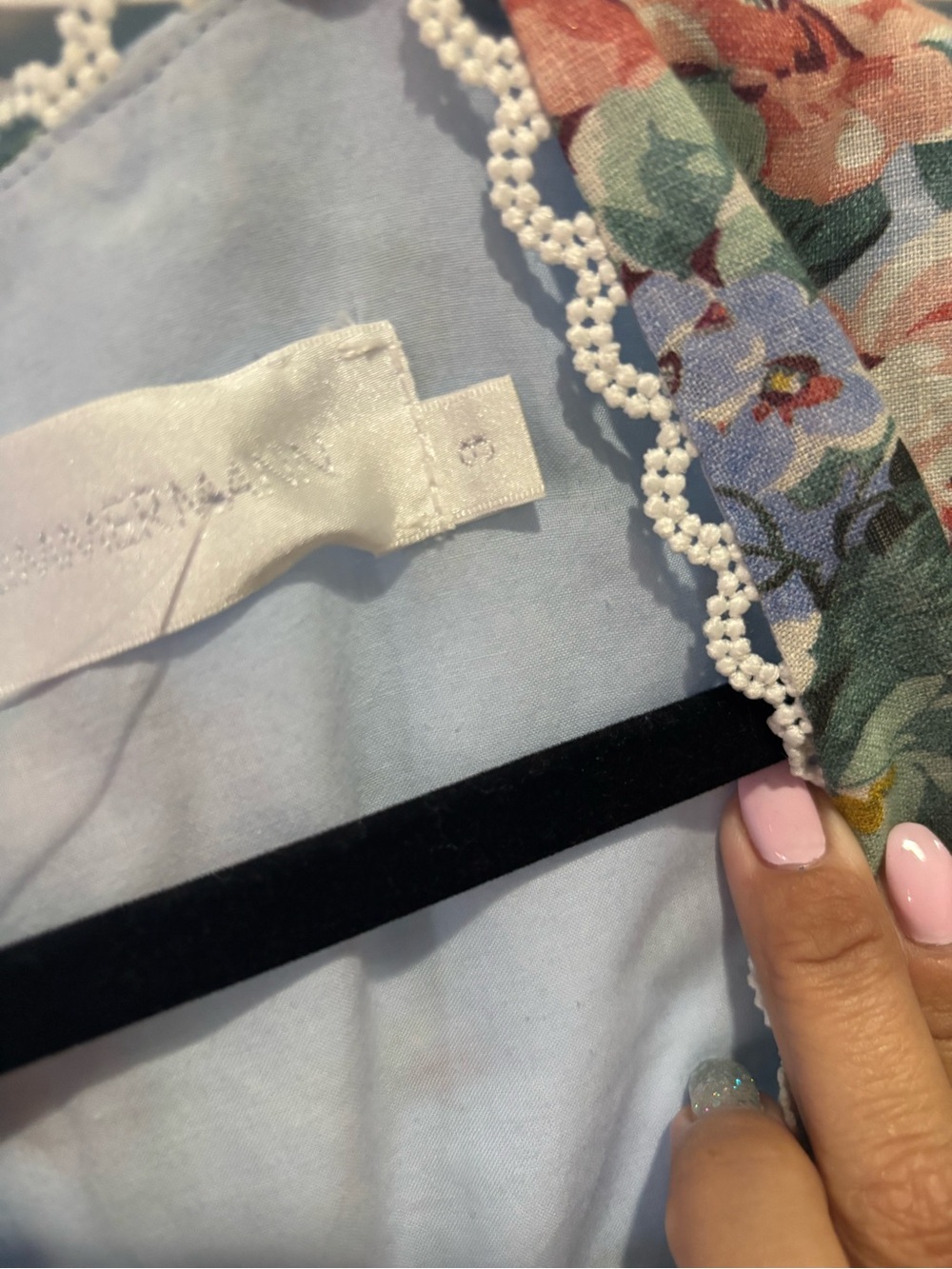 Zimmermann Bowie linen playsuit Pale Blue Floral V-Neck Long Sleeve size 3 - Picture 3 of 6